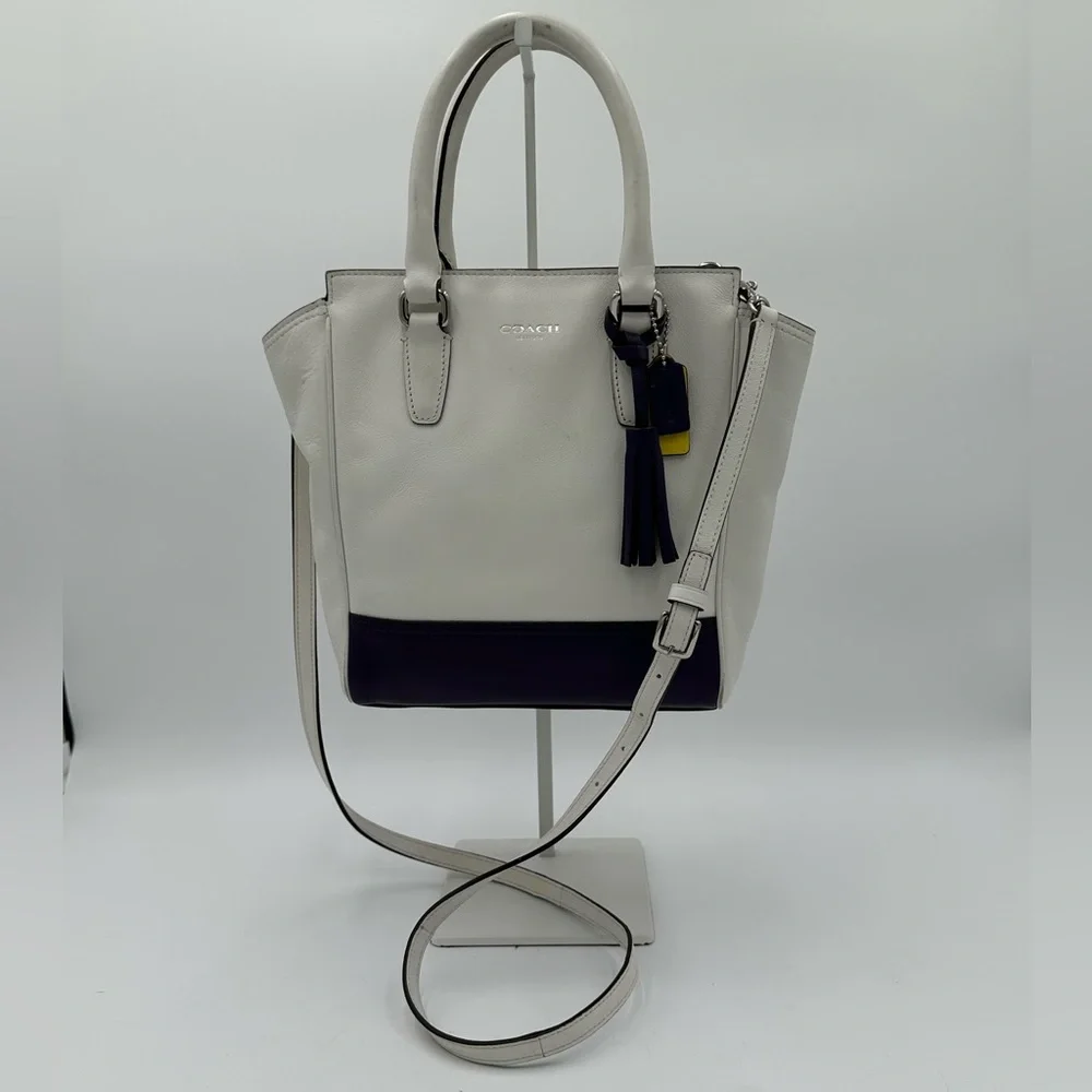 Coach Mini Tanner 48878 Chalk & Purple Colorblock Leather Crossbody - Picture 1 of 11